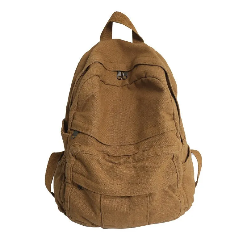 Wenkouban School Bag Student Shoulders Large Capacity Khaki Backpack Fashion Canvas Backpacks Female College Teen Computer Bag Mochila