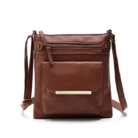 Women Bag PU Leather Bag For Women Vintage Messenger Bag Casual Handbag Cressenger bag shoulder handbag - Brown