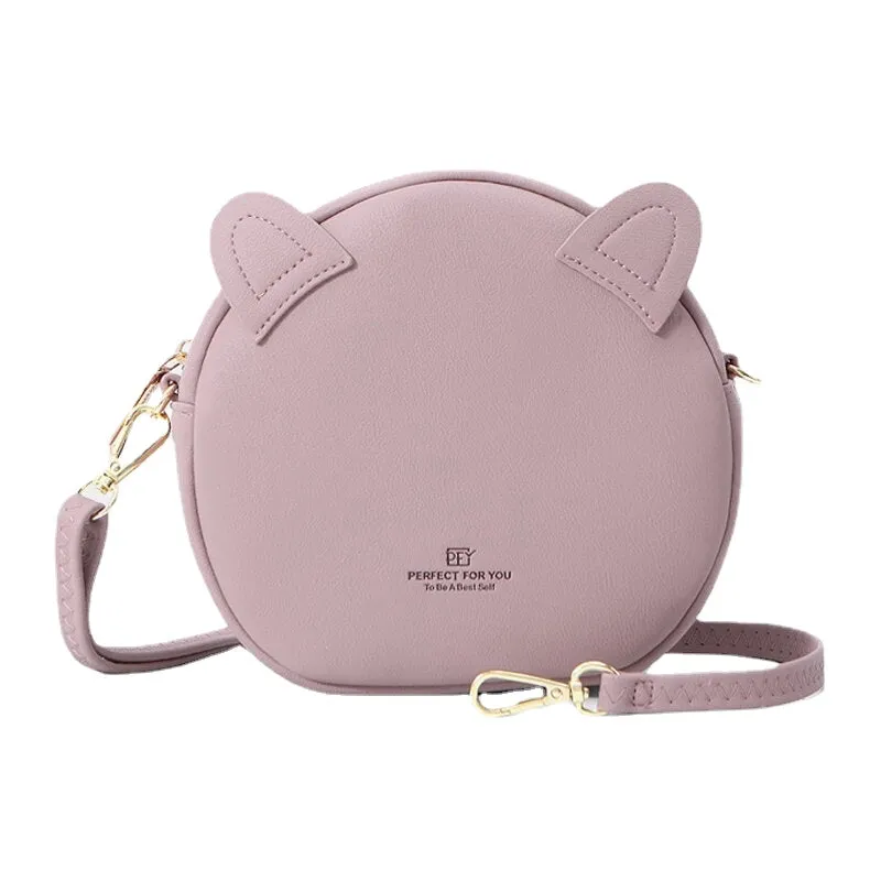 Women Casual Solid Cat Pattern Phone Bag Crossbody Bag