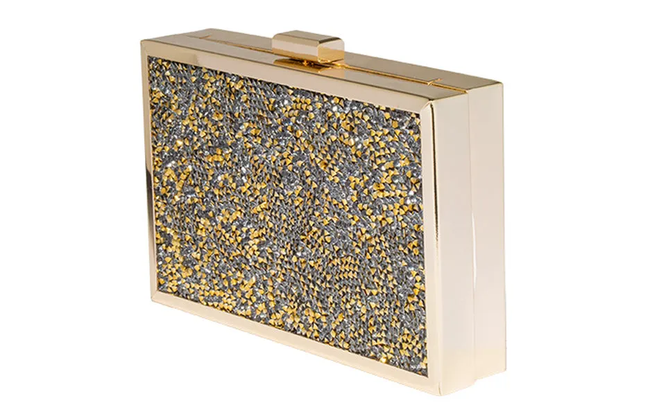 Women's Gold Glitter Disco Clutch Bag