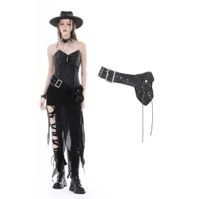 Women's Punk Studded Faux Leather Belt with Bag