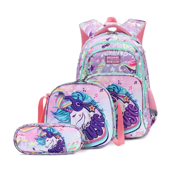 Wonderland Mermaid & Unicorn School Bag Combo - Backpack, Lunch Bag & Pencil Case