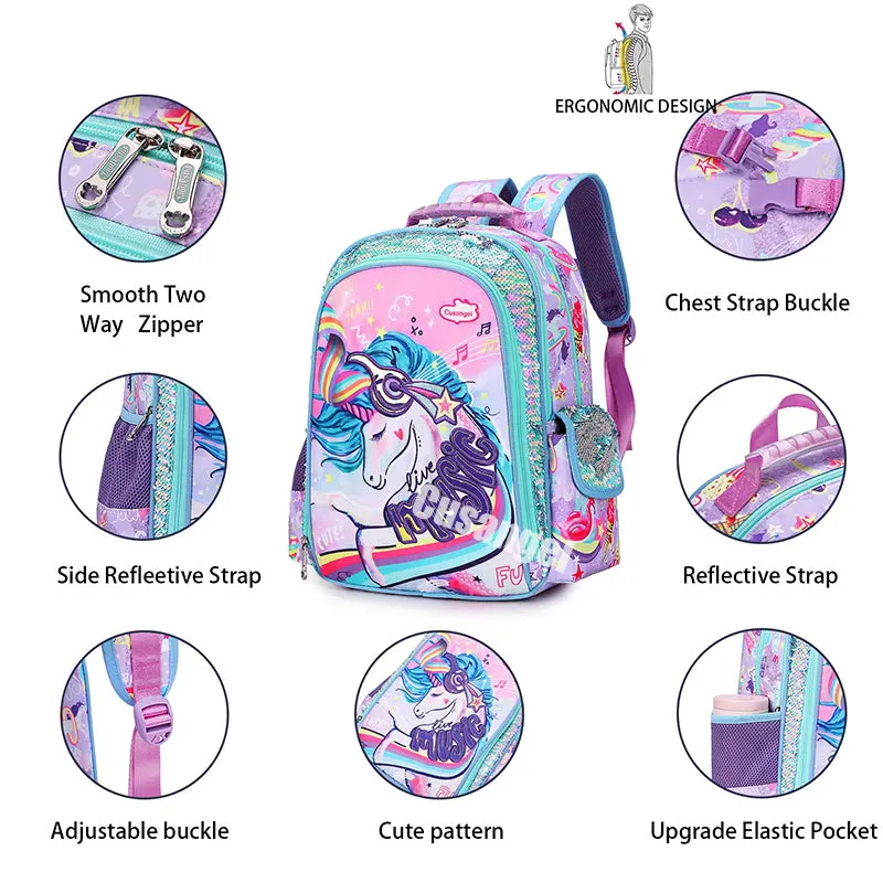 Wonderland Mermaid & Unicorn School Bag Combo - Backpack, Lunch Bag & Pencil Case