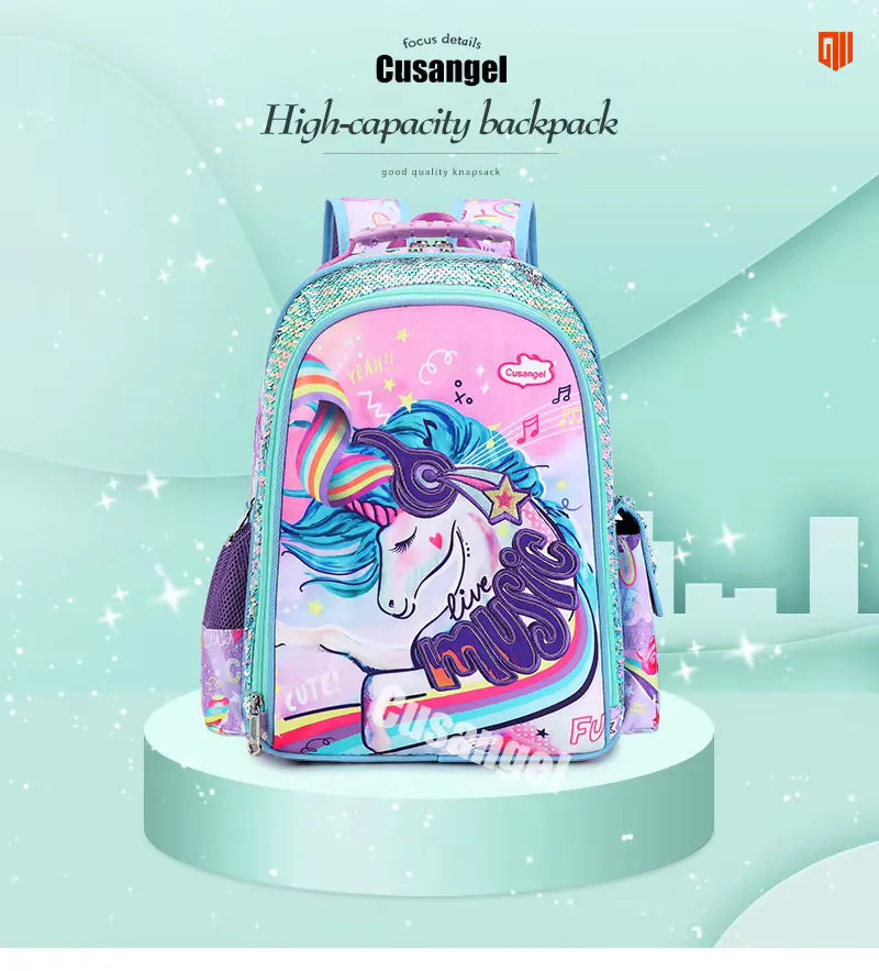 Wonderland Mermaid & Unicorn School Bag Combo - Backpack, Lunch Bag & Pencil Case