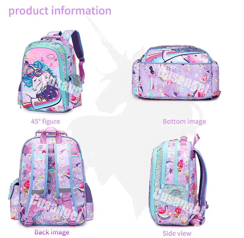 Wonderland Mermaid & Unicorn School Bag Combo - Backpack, Lunch Bag & Pencil Case