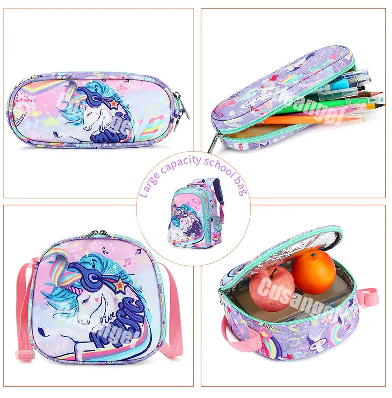 Wonderland Mermaid & Unicorn School Bag Combo - Backpack, Lunch Bag & Pencil Case